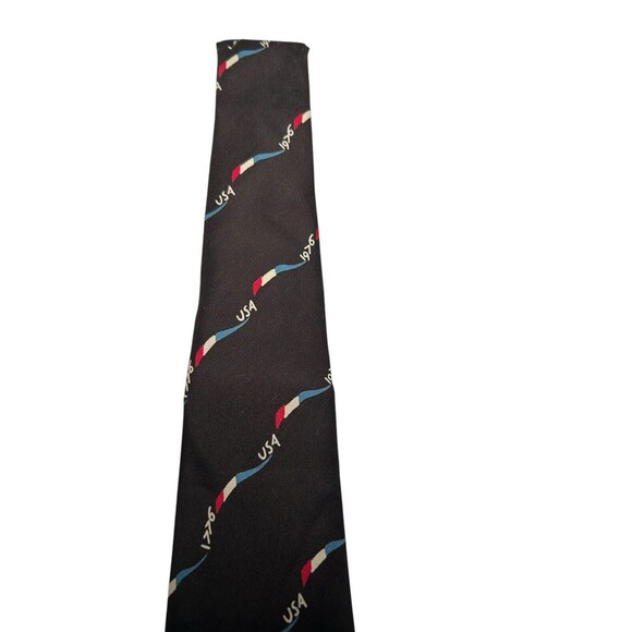 VINTAGE Bicentennial Necktie Dark Grey 1776 1976 Gino Pompeii Silk Made In Italy - Picture 2 of 16